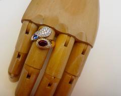 Michael Kneebone Ruby Pave Diamond Two Color Gold Bypass Ring