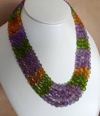 Michael Kneebone Amethyst Peridot Citrine Multi-Strand Bead Necklace