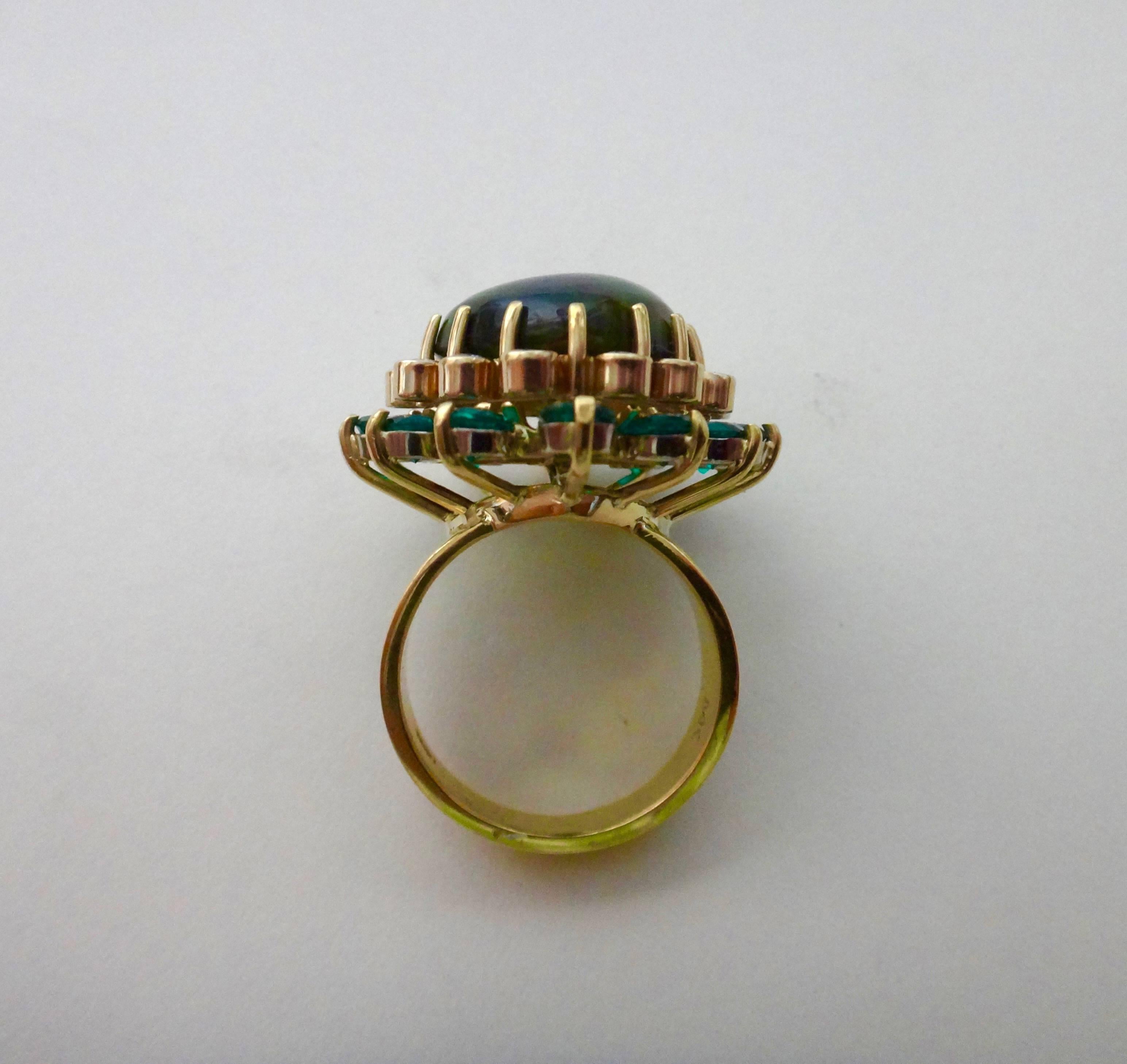 Michael Kneebone Black Opal Tsavorite Garnet Diamond Cocktail Ring For Sale 1
