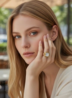 Michael Kneebone Moonstone Diamond 18k Yellow Gold Archaic Style Ring