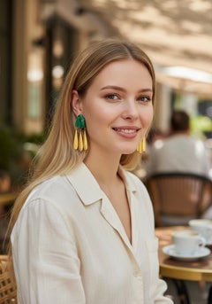 Boucles d'oreilles pendantes en malachite Vermeil Michael Kneebone