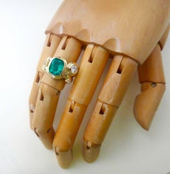 Michael Kneebone Zambian Emerald Diamond Gold Double "Leah" Ring