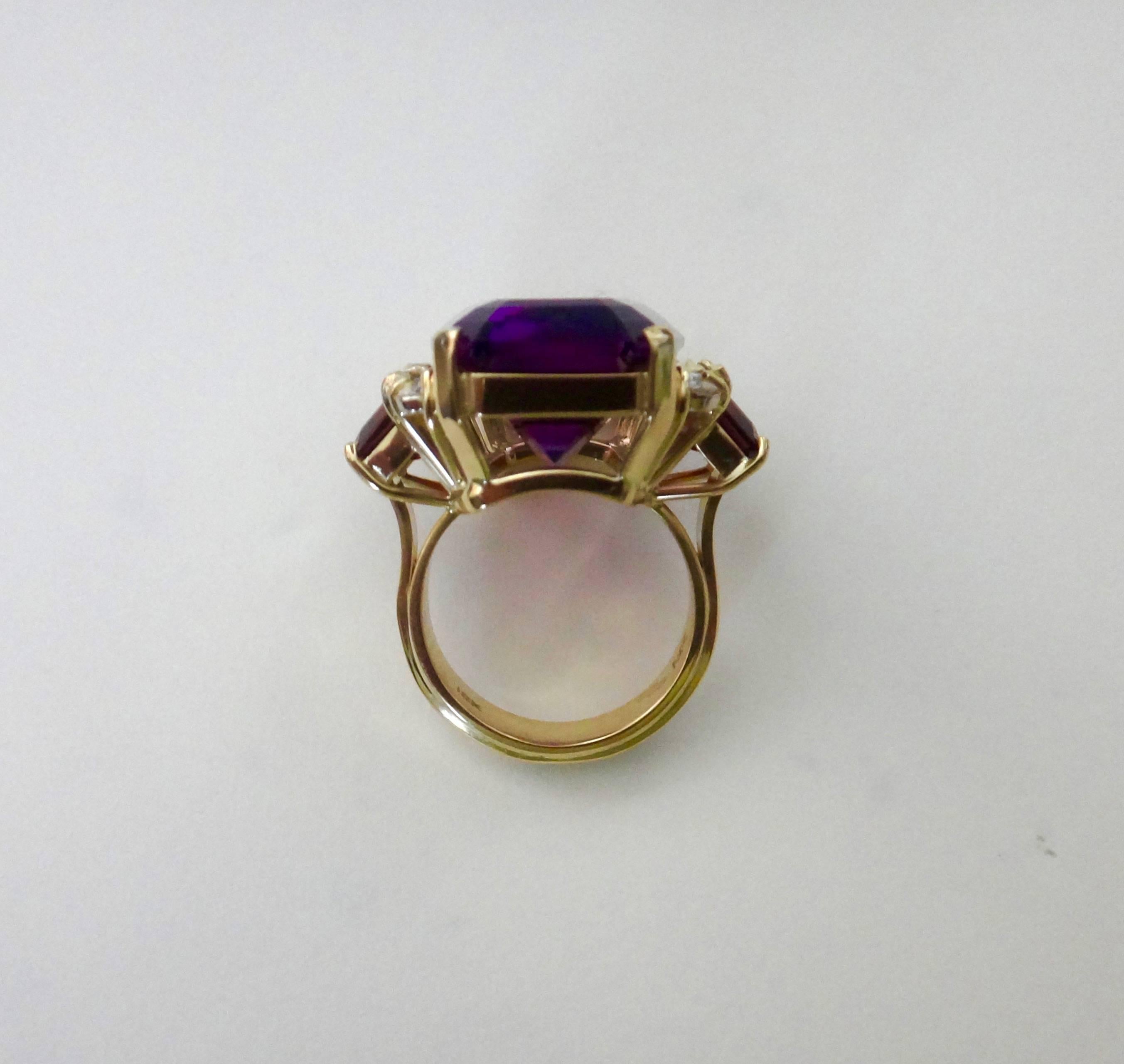 Women's Michael Kneebone Amethyst Rhodolite Garnet Diamond Cocktail Ring