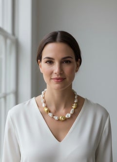 Michael Kneebone White Baroque Pearl Studded Bead Pearl Necklace