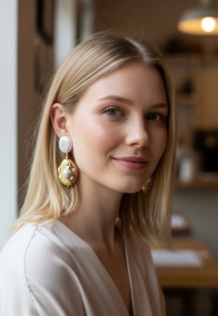 Michael Kneebone Button Pearl Dangle Earrings