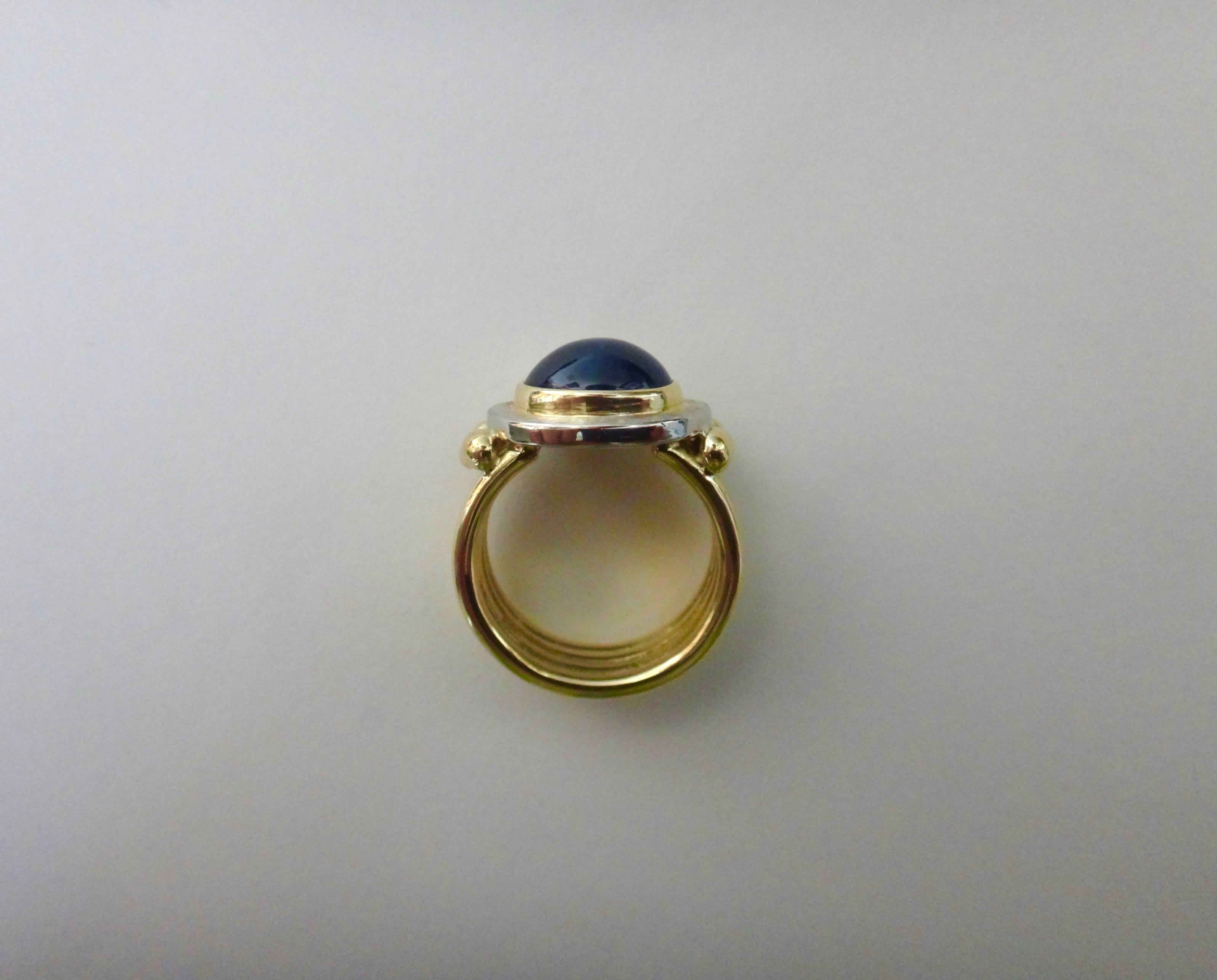 Michael Kneebone Blue Cabochon Sapphire 18 Karat 