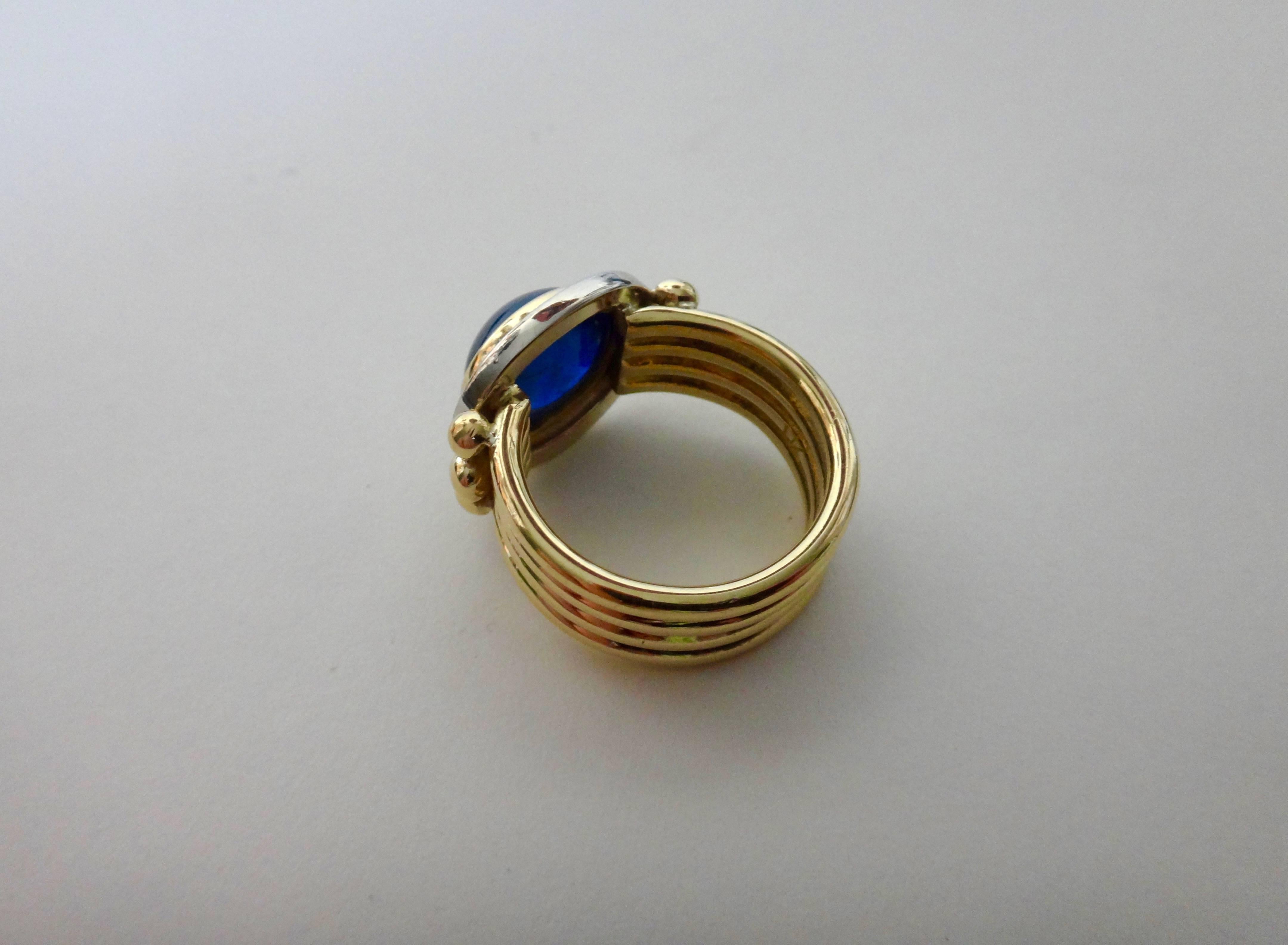 Michael Kneebone Blue Cabochon Sapphire 18 Karat 