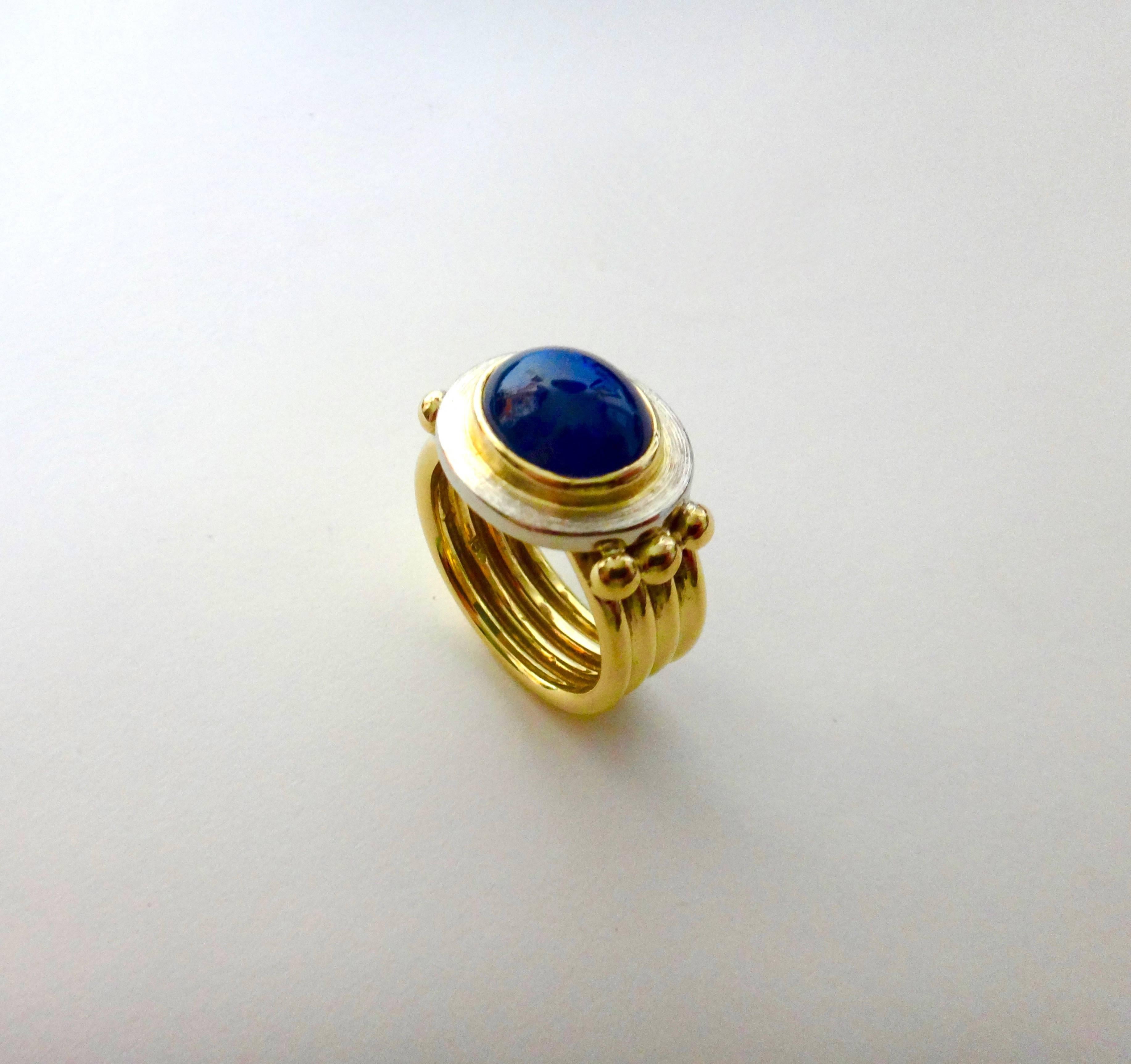 Michael Kneebone Blue Cabochon Sapphire 18 Karat 