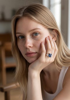 Michael Kneebone Indicolite Tourmaline White Sapphire Three Stone Ring