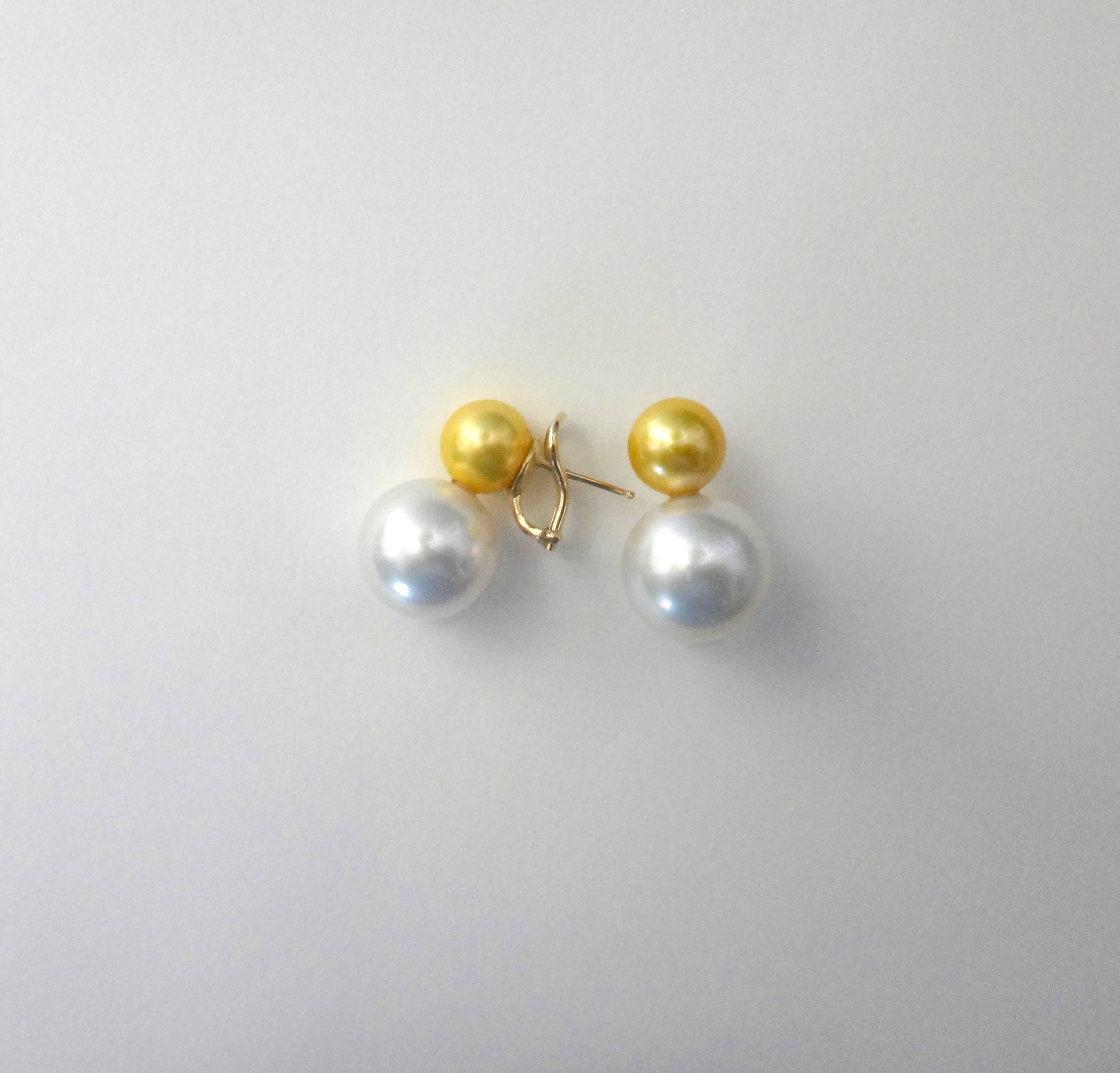 Women's Michael Kneebone Golden and White South Seas Pearl Earrings