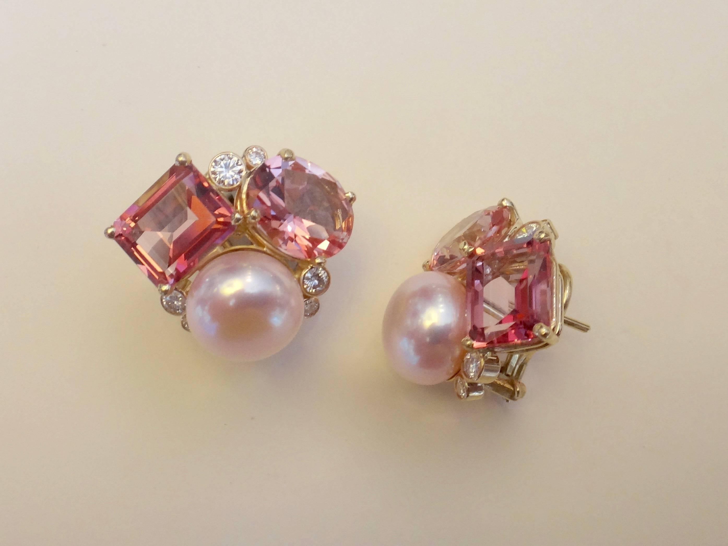 Women's Michael Kneebone Pink Topaz Pink Pearl Diamond Confetti Earrings