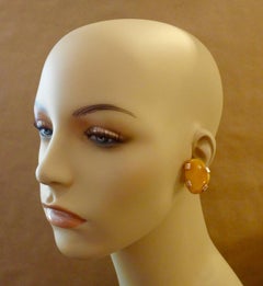 Michael Kneebone Baltic Butterscotch Amber Rose Gold Button Earrings