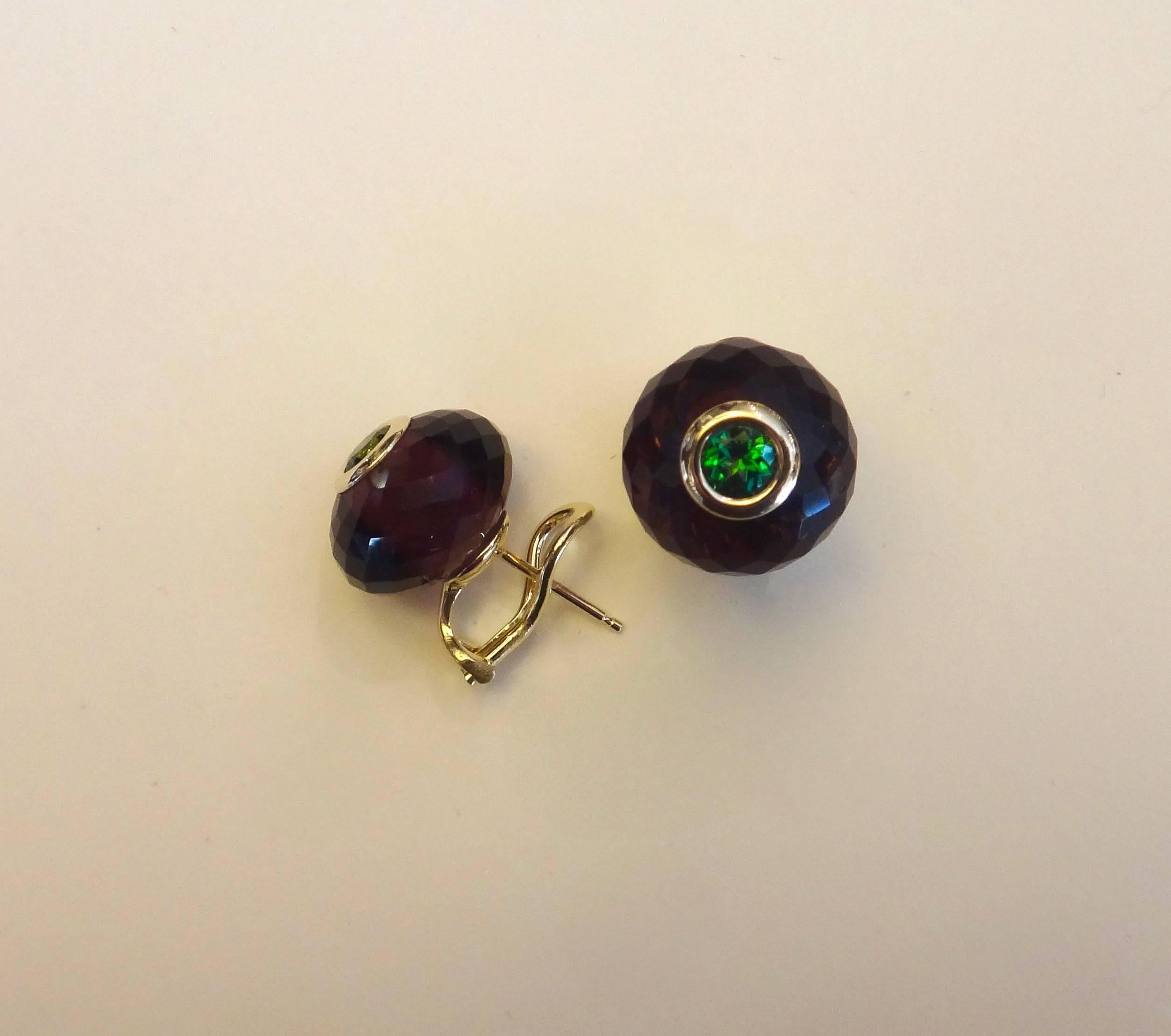 green amethyst stud earrings