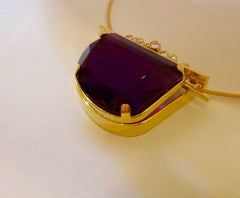 Michael Kneebone Amethyst Fantasy Cut Diamond 18 Karat Gold Pendant