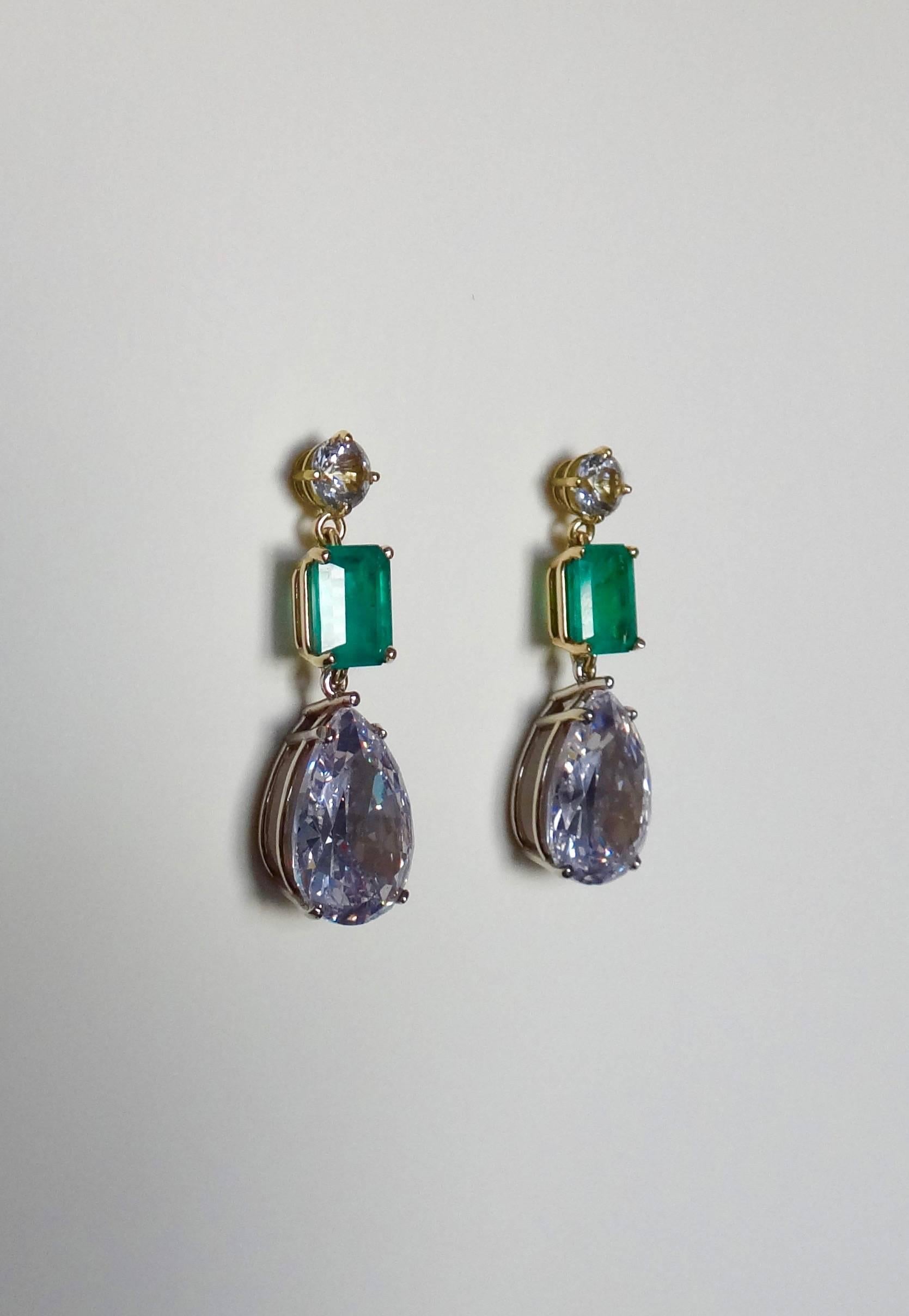 Contemporary Michael Kneebone Sapphire Emerald Topaz Drop Earrings