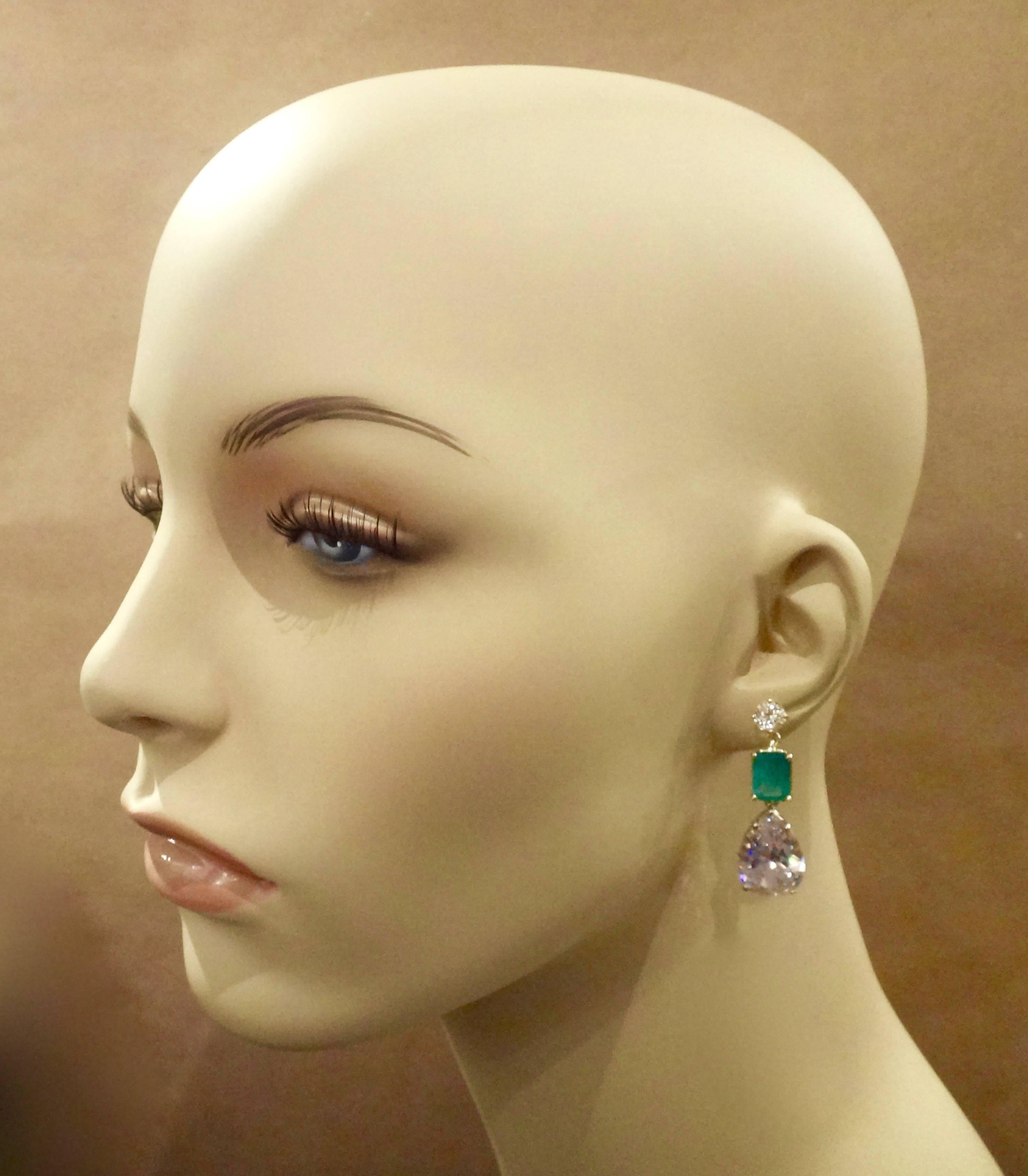 Michael Kneebone Sapphire Emerald Topaz Drop Earrings In Excellent Condition In Austin, TX