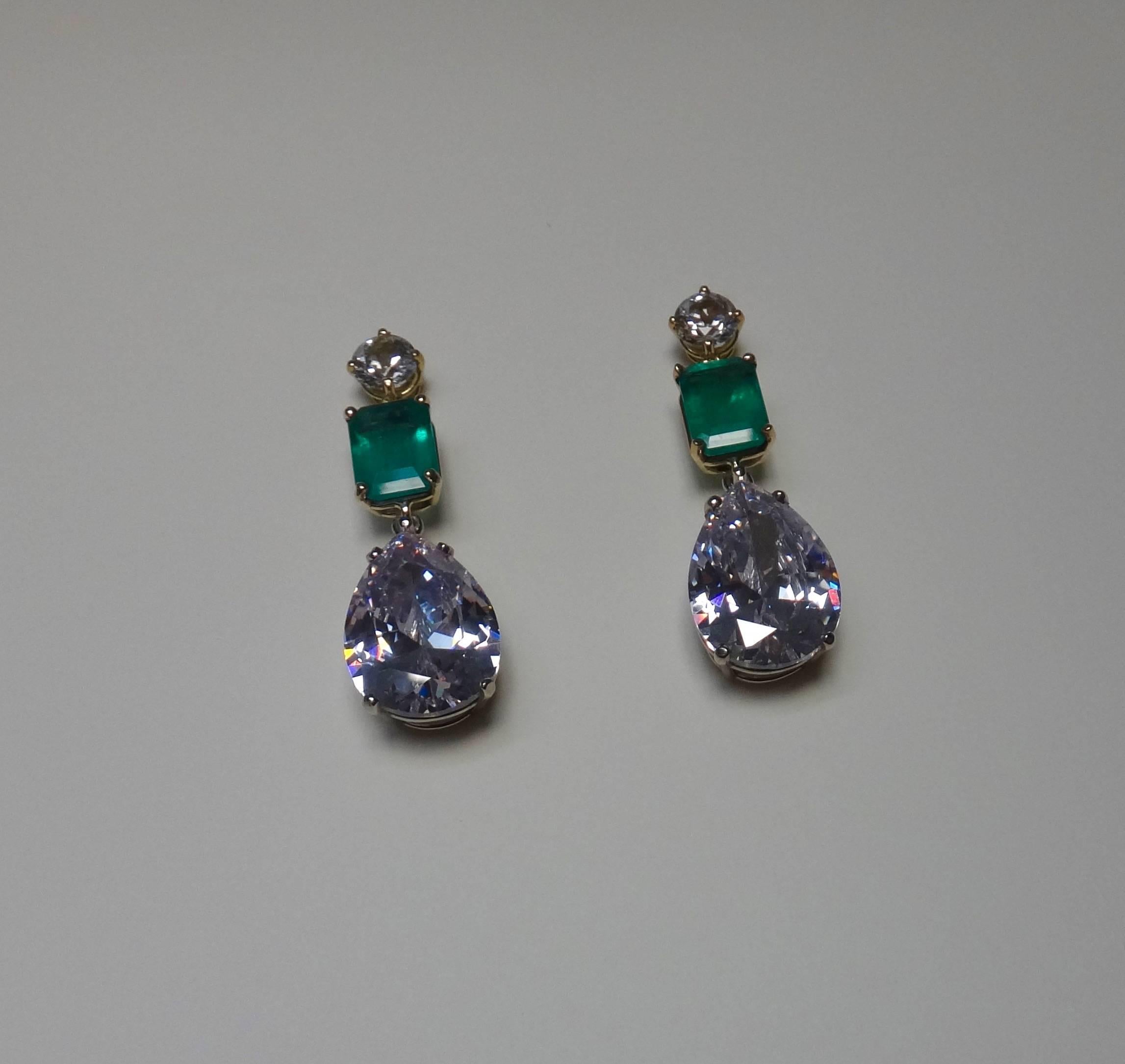 Women's Michael Kneebone Sapphire Emerald Topaz Drop Earrings