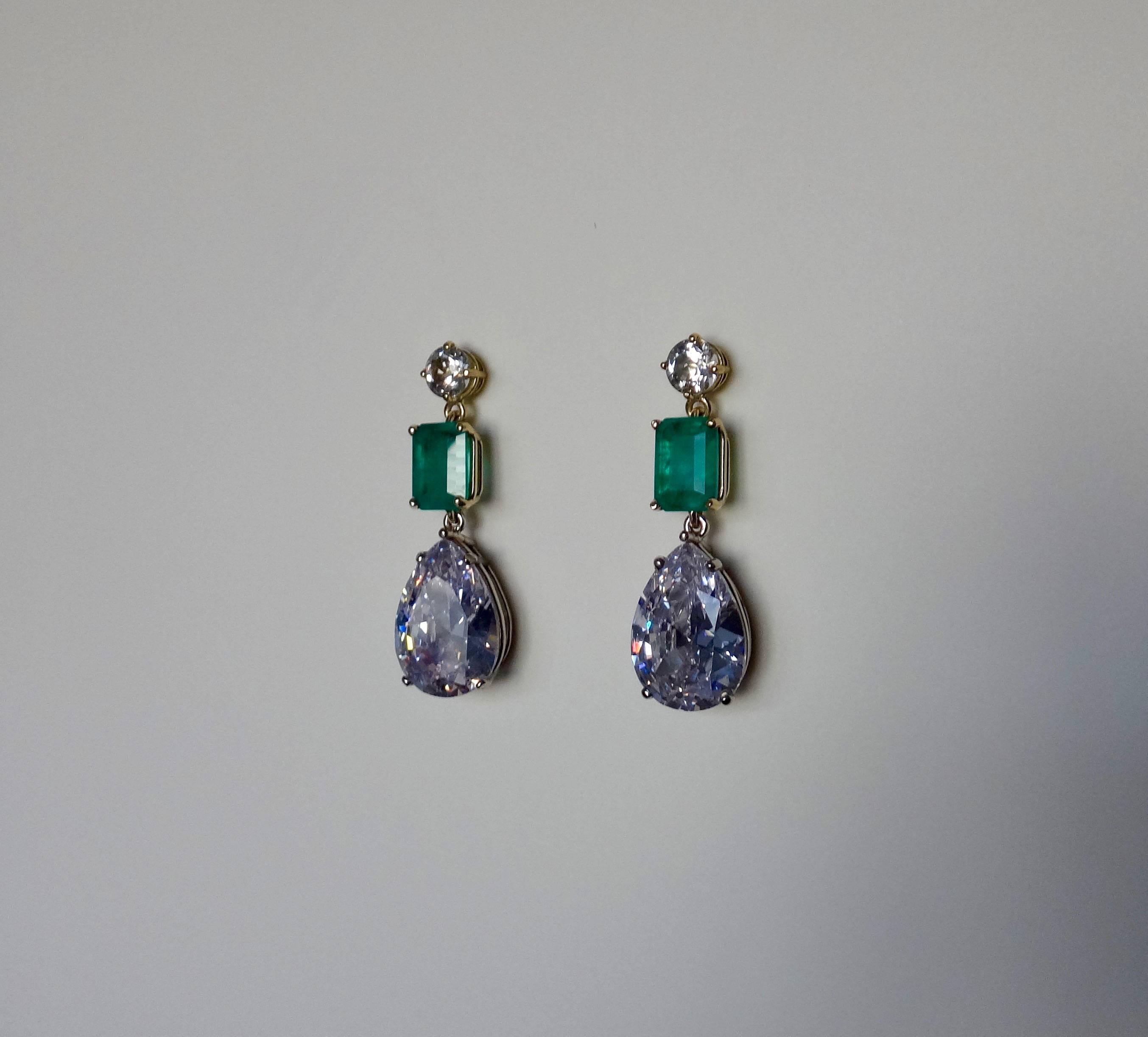 Michael Kneebone Sapphire Emerald Topaz Drop Earrings 2