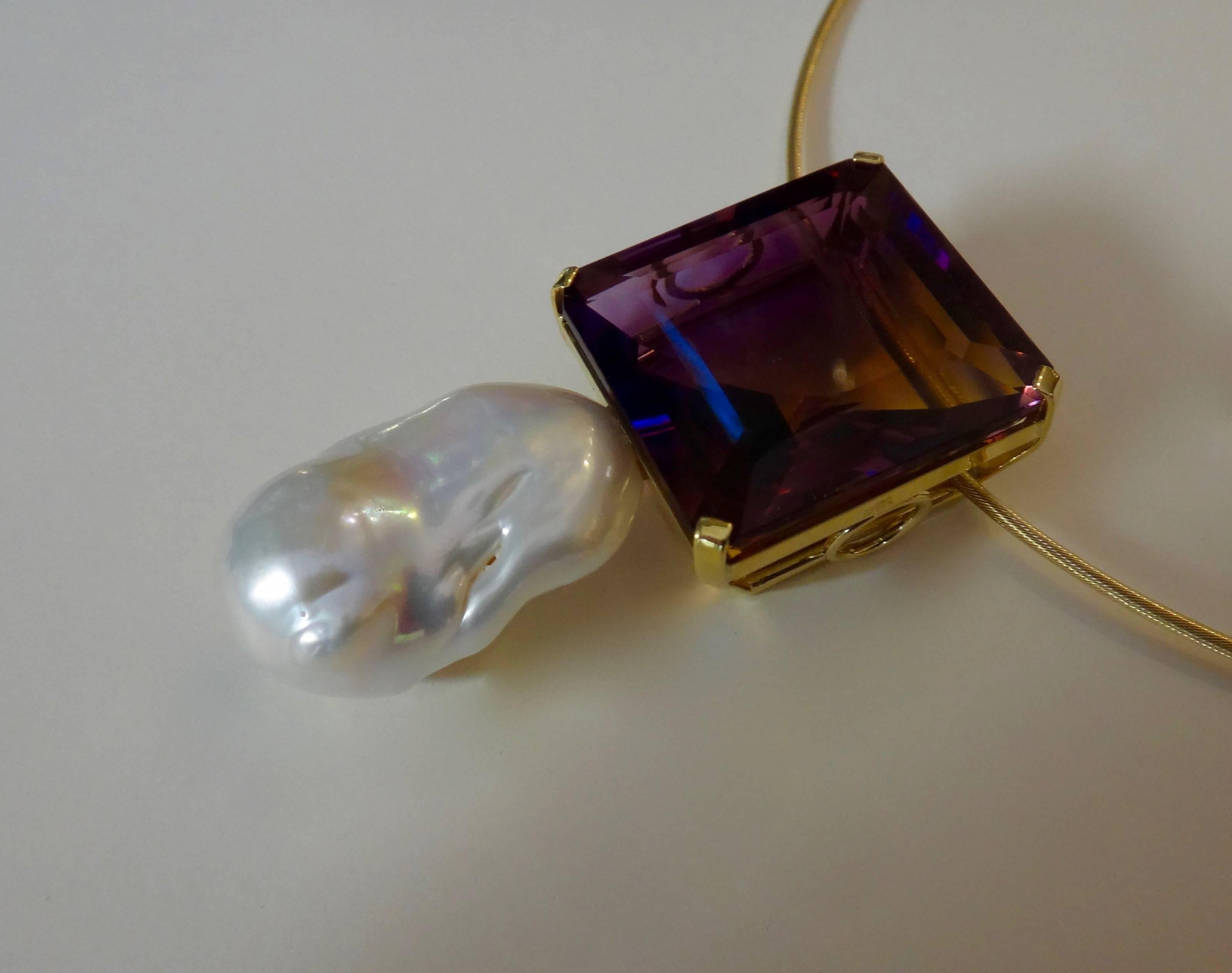 Michael Kneebone Ametrine Baroque Cloud Pearl Pendant In Excellent Condition In Austin, TX