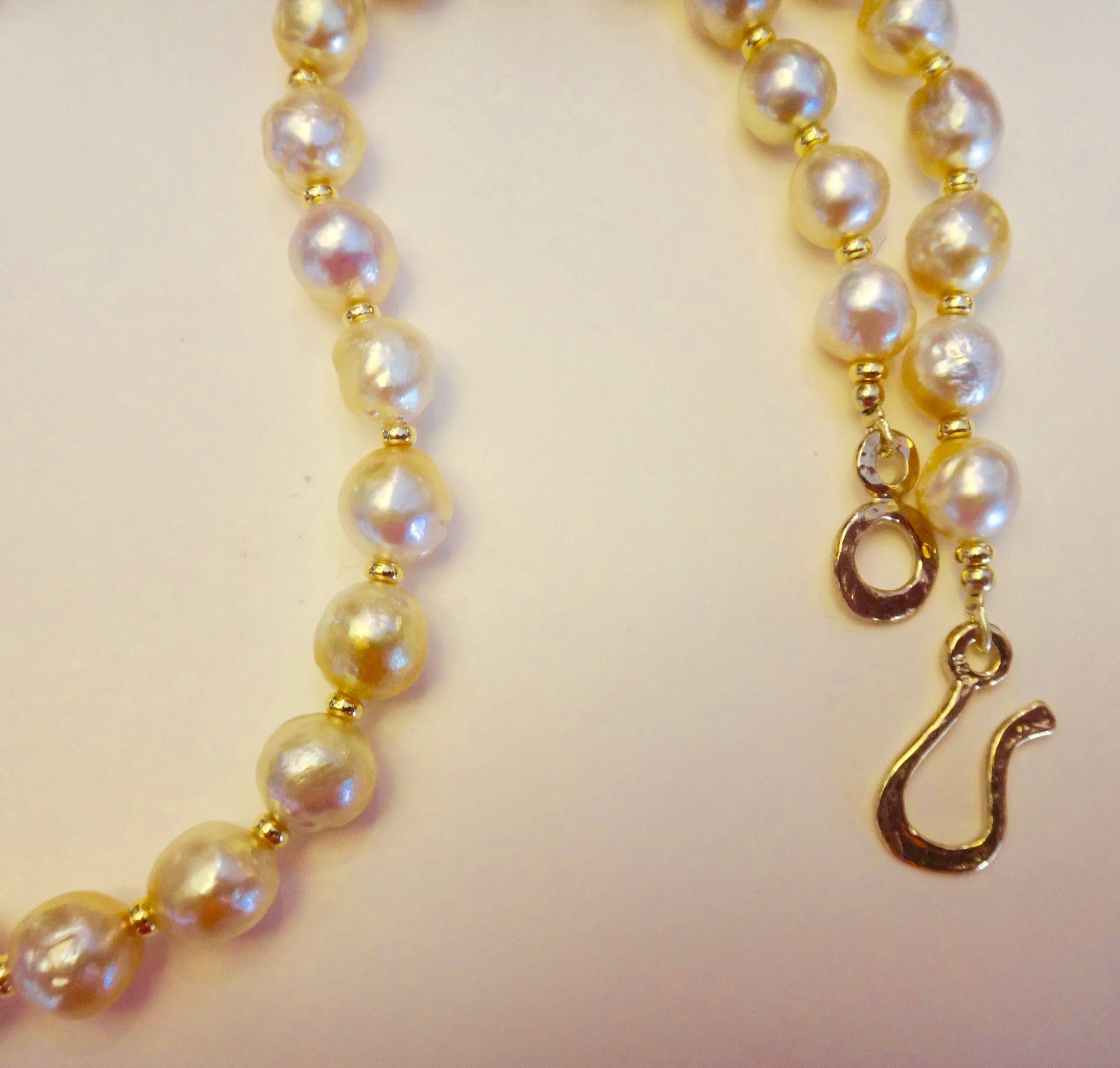 Michael Kneebone Golden Indonesian Baroque Pearl Necklace In Excellent Condition In Austin, TX