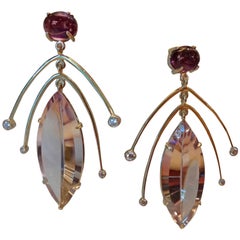 Michael Kneebone Amethyst Diamond Gold Dangle Earrings