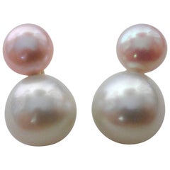 Michael Kneebone White South Seas Pink Pearl Due Perla Earrings