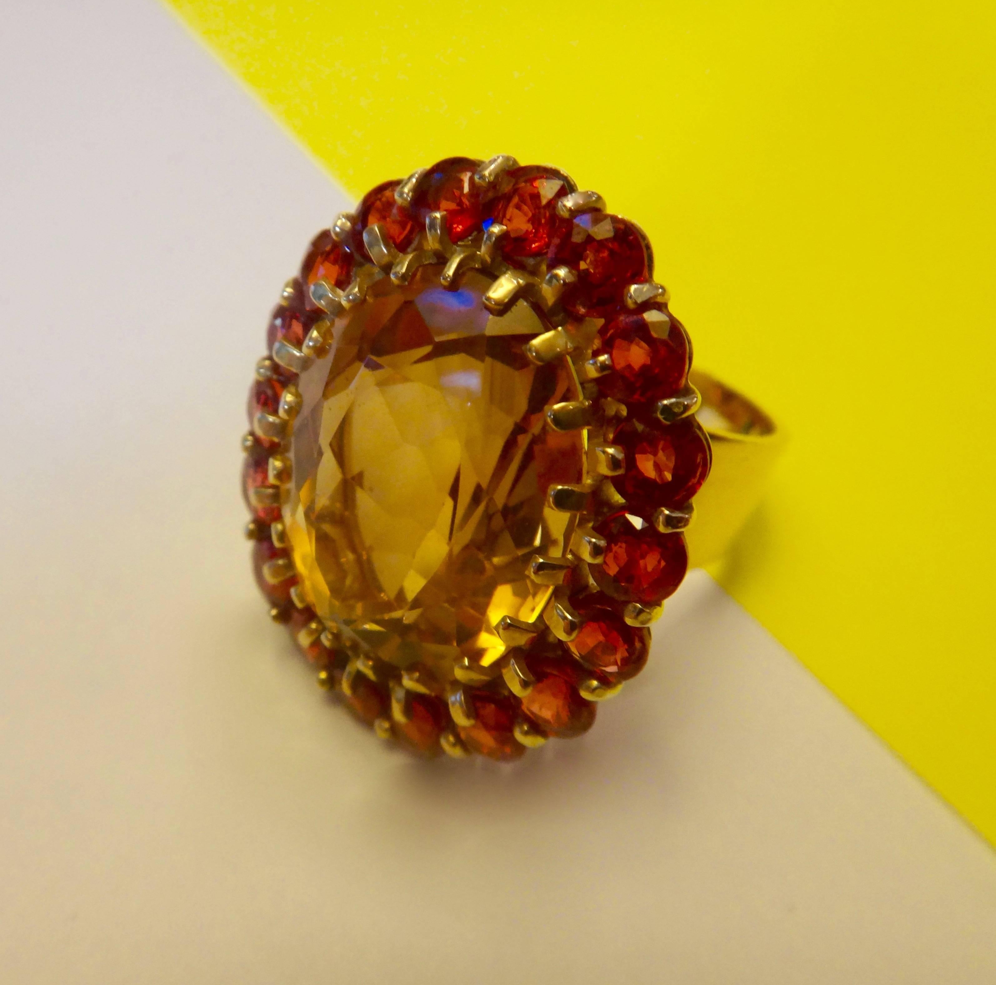 Michael Kneebone Citrine Orange Sapphire Gold Cocktail Ring 1