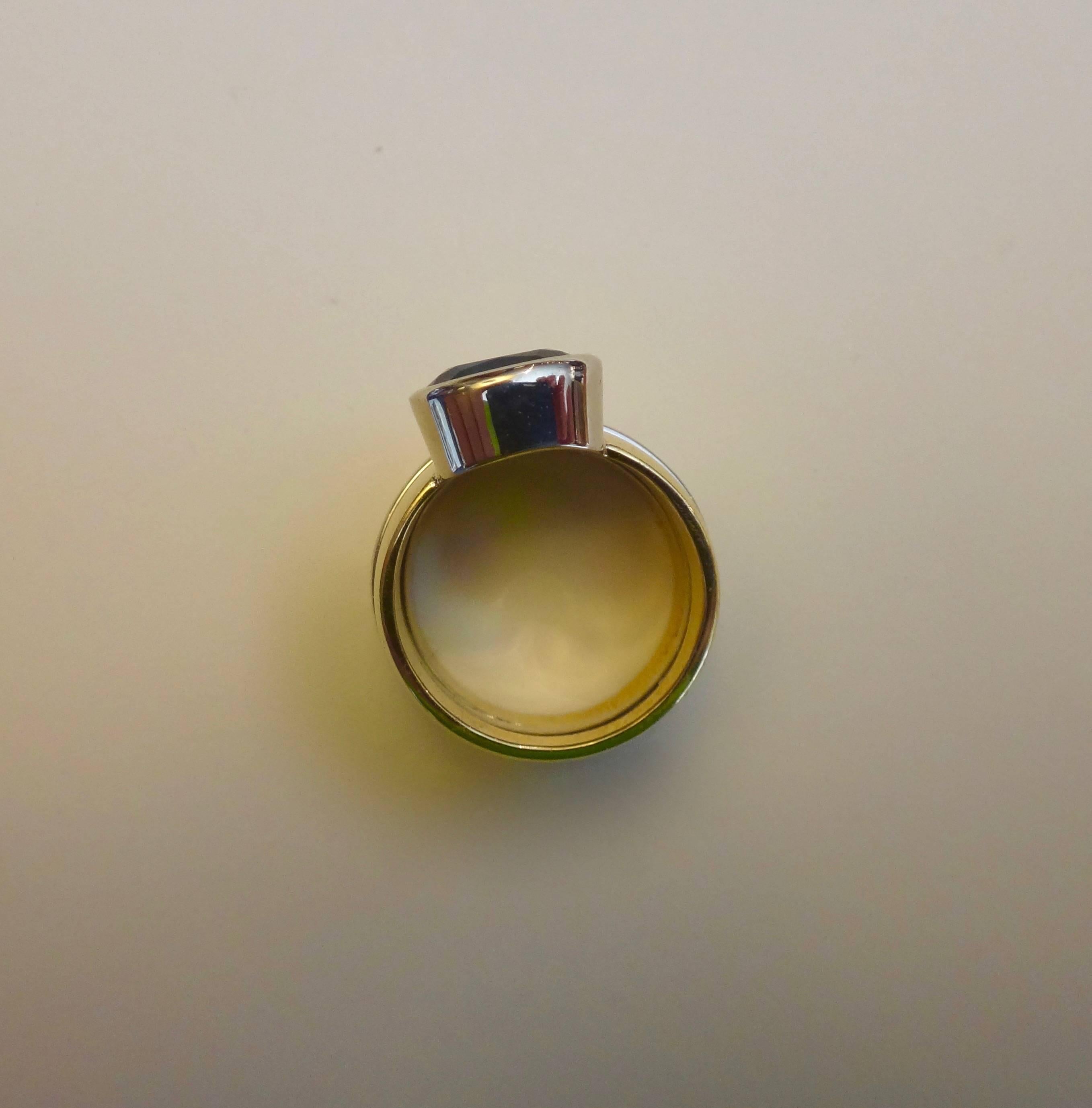 Michael Kneebone Tsavorite Garnet White Diamond Asymmetrical Band Ring 1