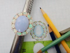 Michael Kneebone Blue Chalcedony Ethiopian Opal Diamond Cocktail Ring