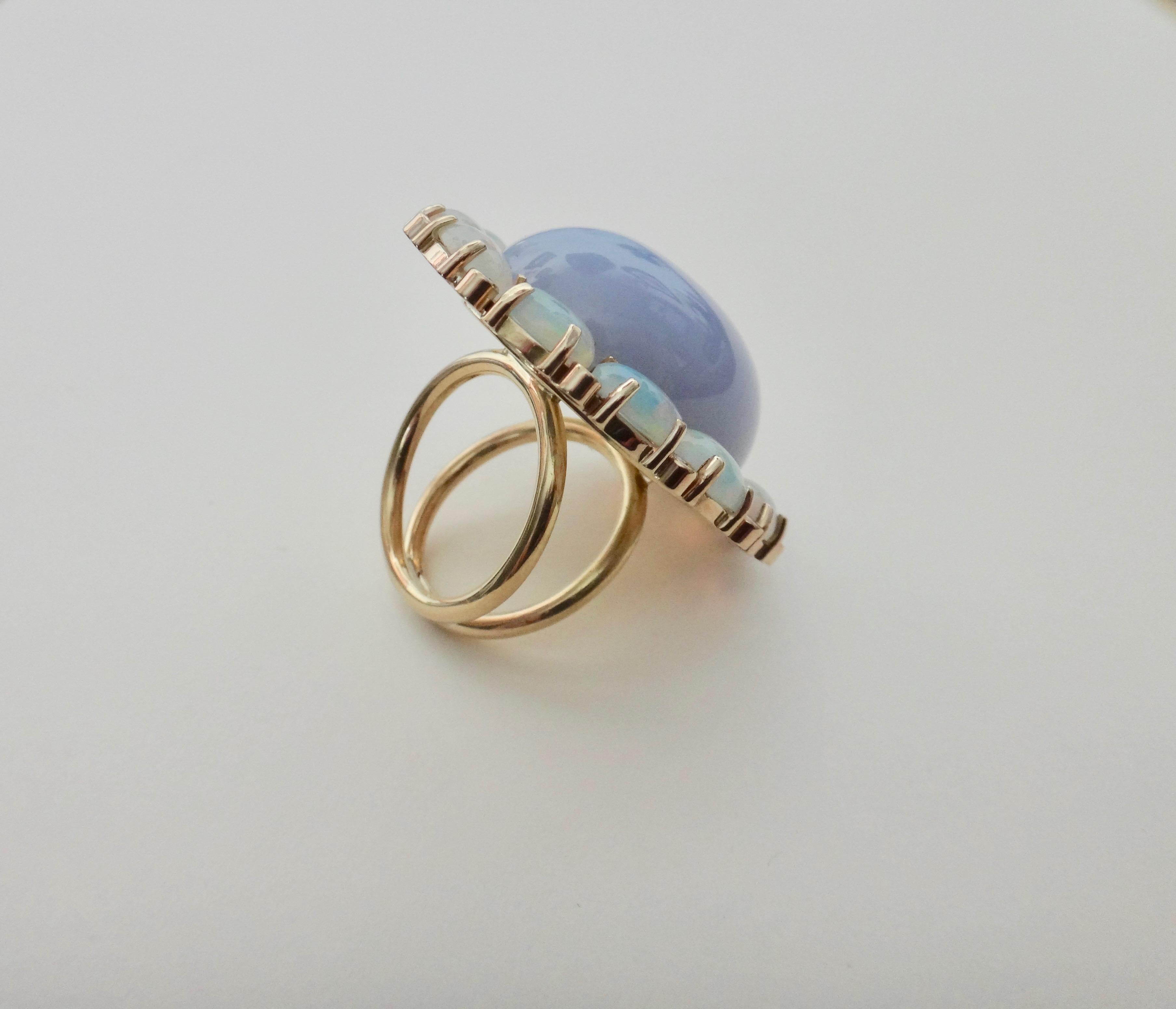Women's Michael Kneebone Blue Chalcedony Ethiopian Opal Diamond Cocktail Ring