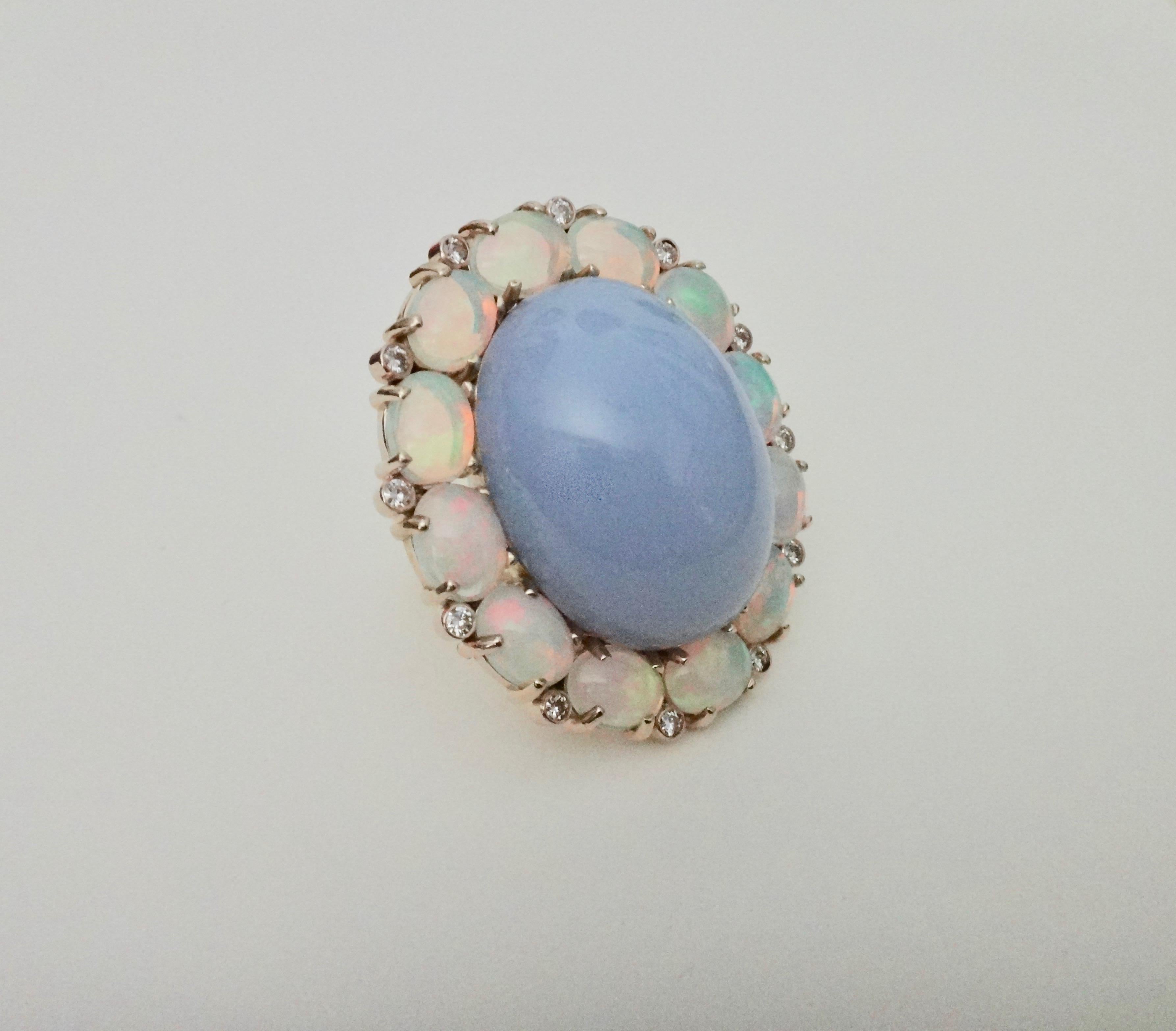 Michael Kneebone Blue Chalcedony Ethiopian Opal Diamond Cocktail Ring 3