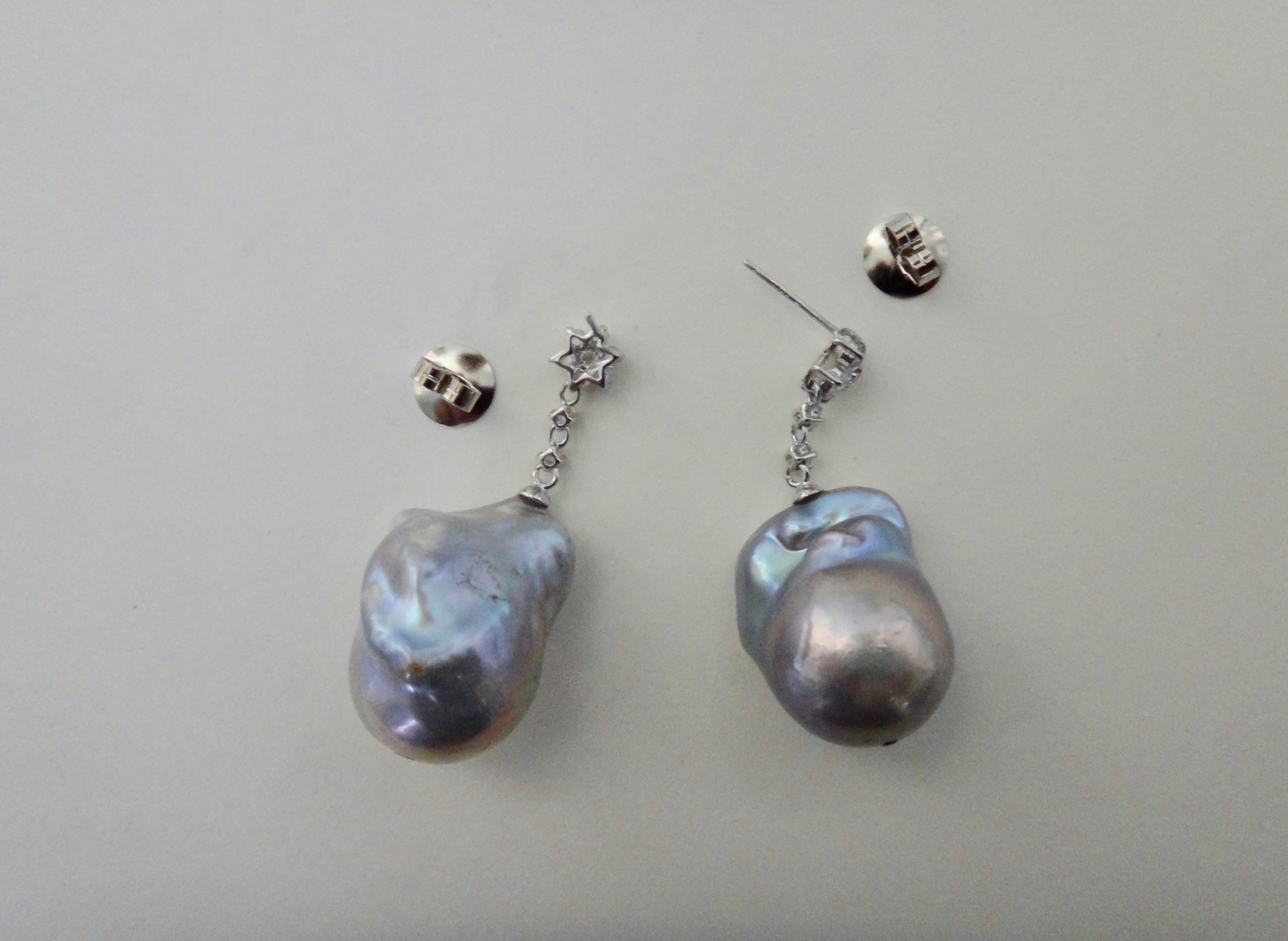 Contemporary Michael Kneebone Baroque Rainbow Pearl Diamond Dangle Earrings