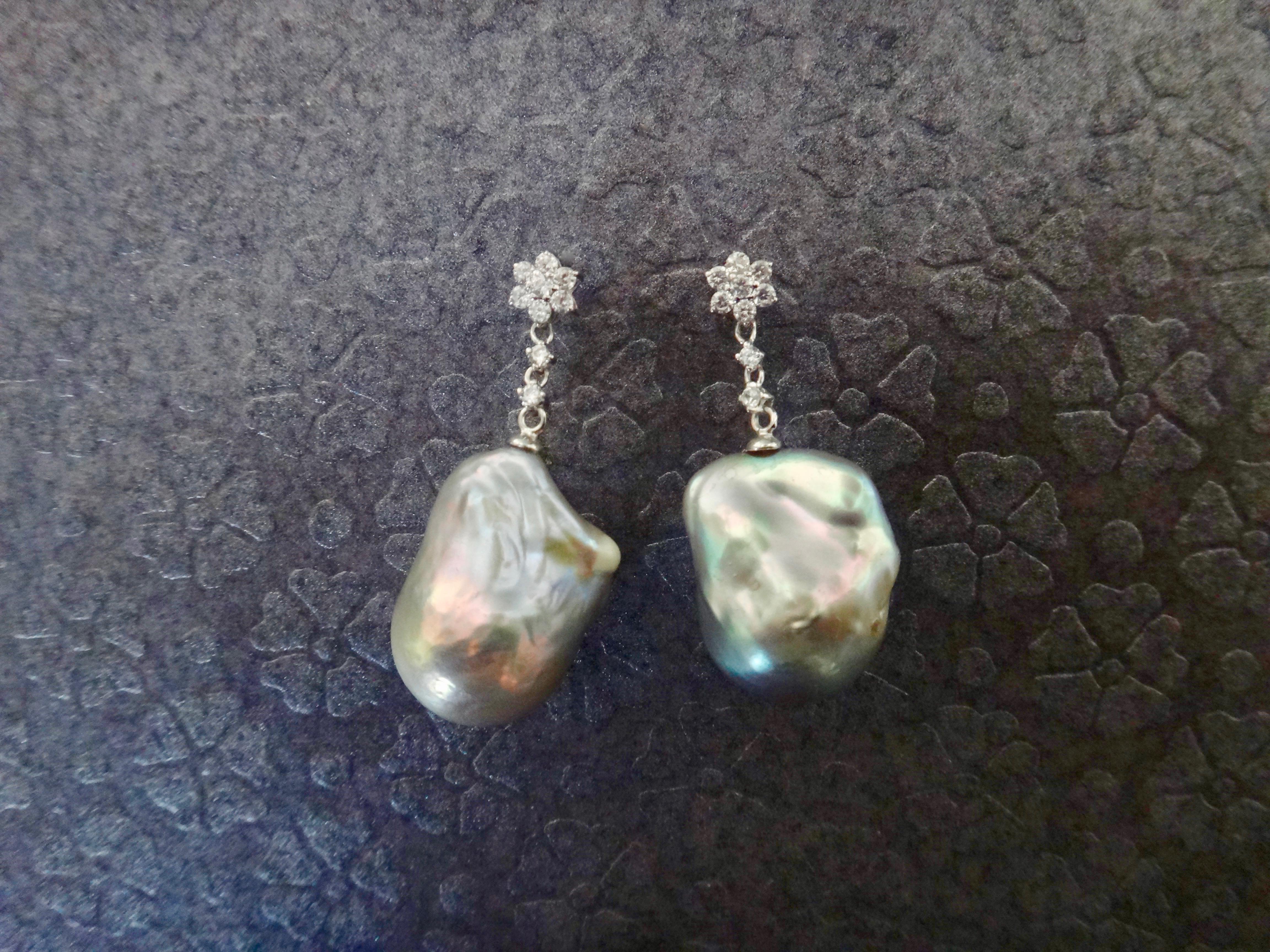 Women's Michael Kneebone Baroque Rainbow Pearl Diamond Dangle Earrings