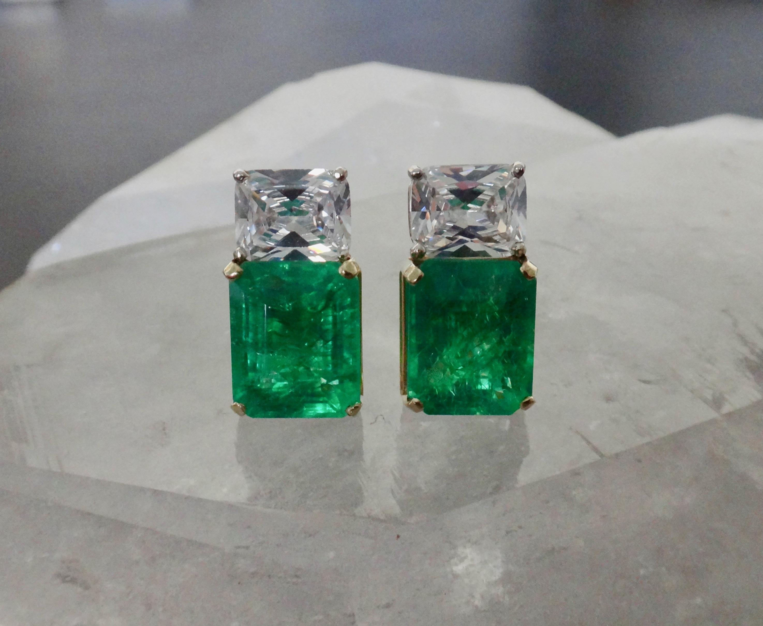 Contemporary Michael Kneebone African Emerald White Sapphire Earrings