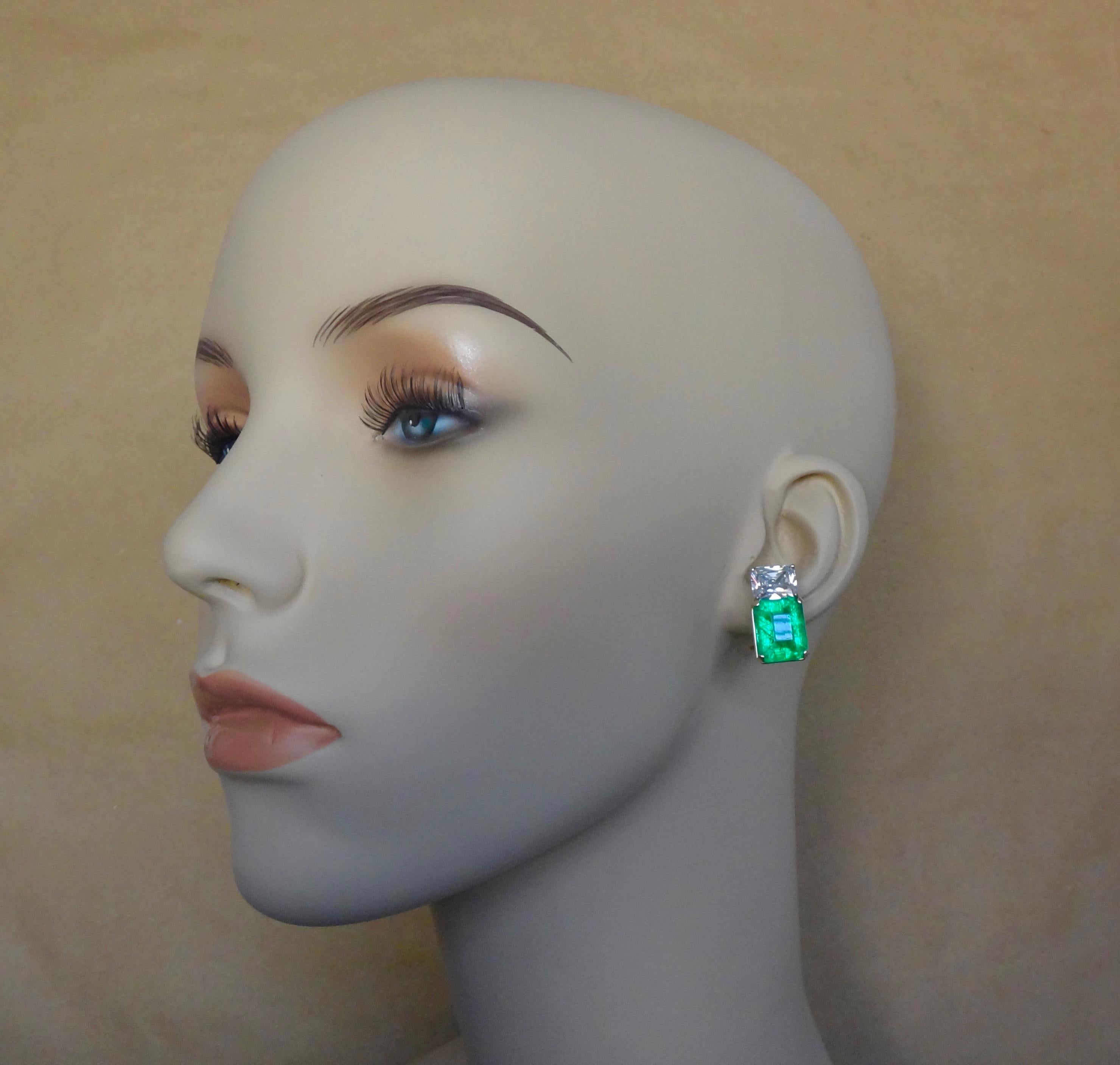 Michael Kneebone African Emerald White Sapphire Earrings 3