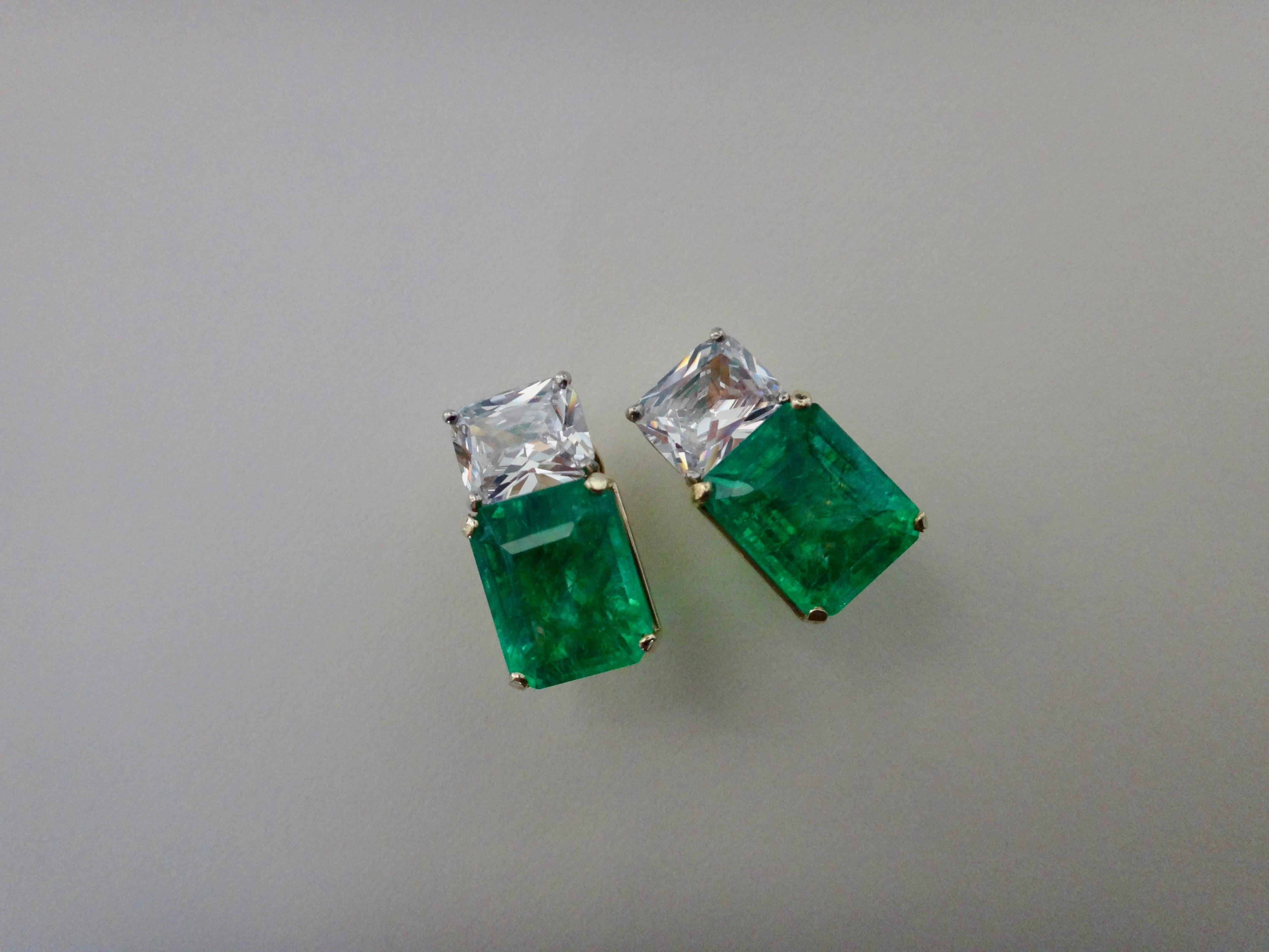Michael Kneebone African Emerald White Sapphire Earrings 4