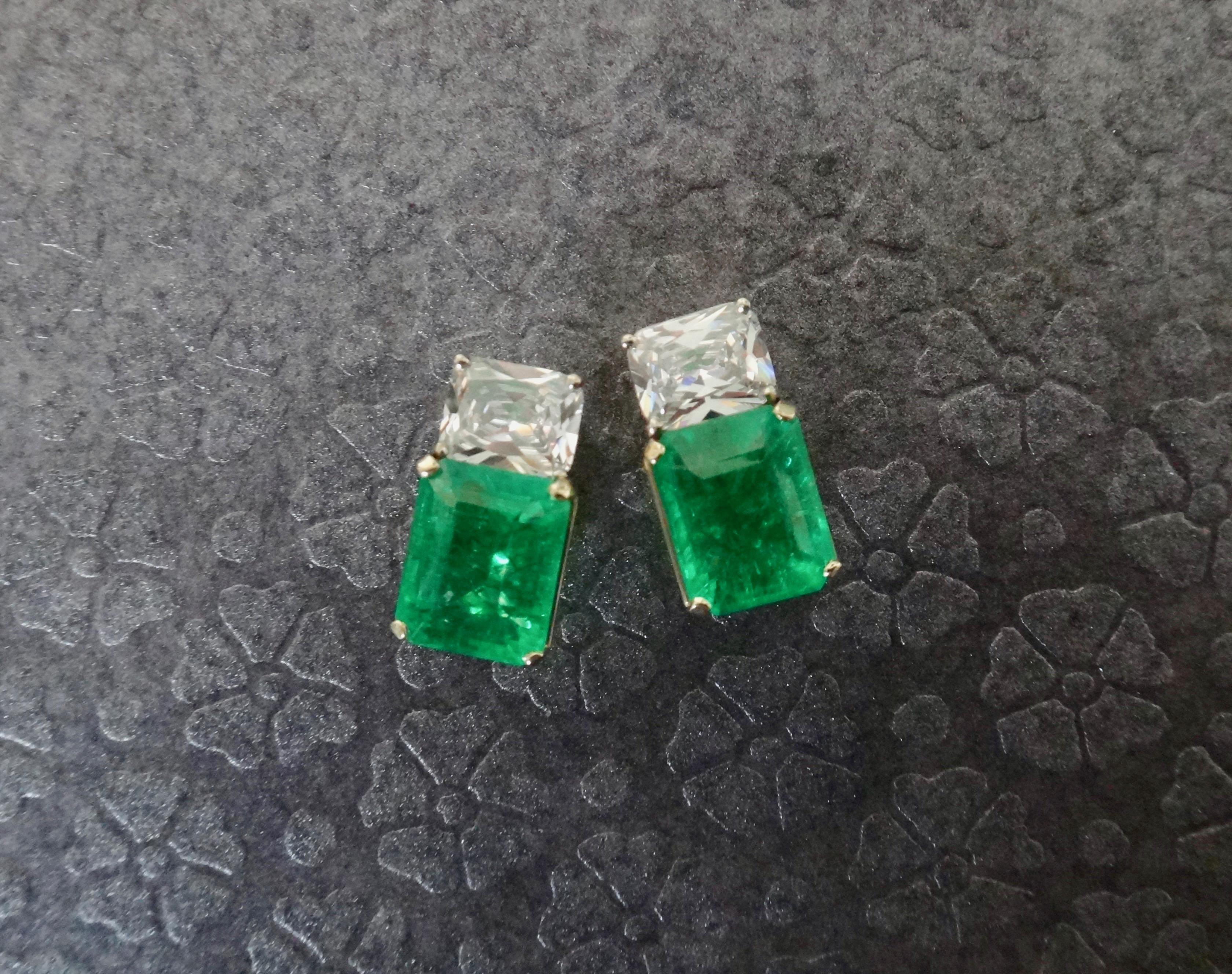 Michael Kneebone African Emerald White Sapphire Earrings 5