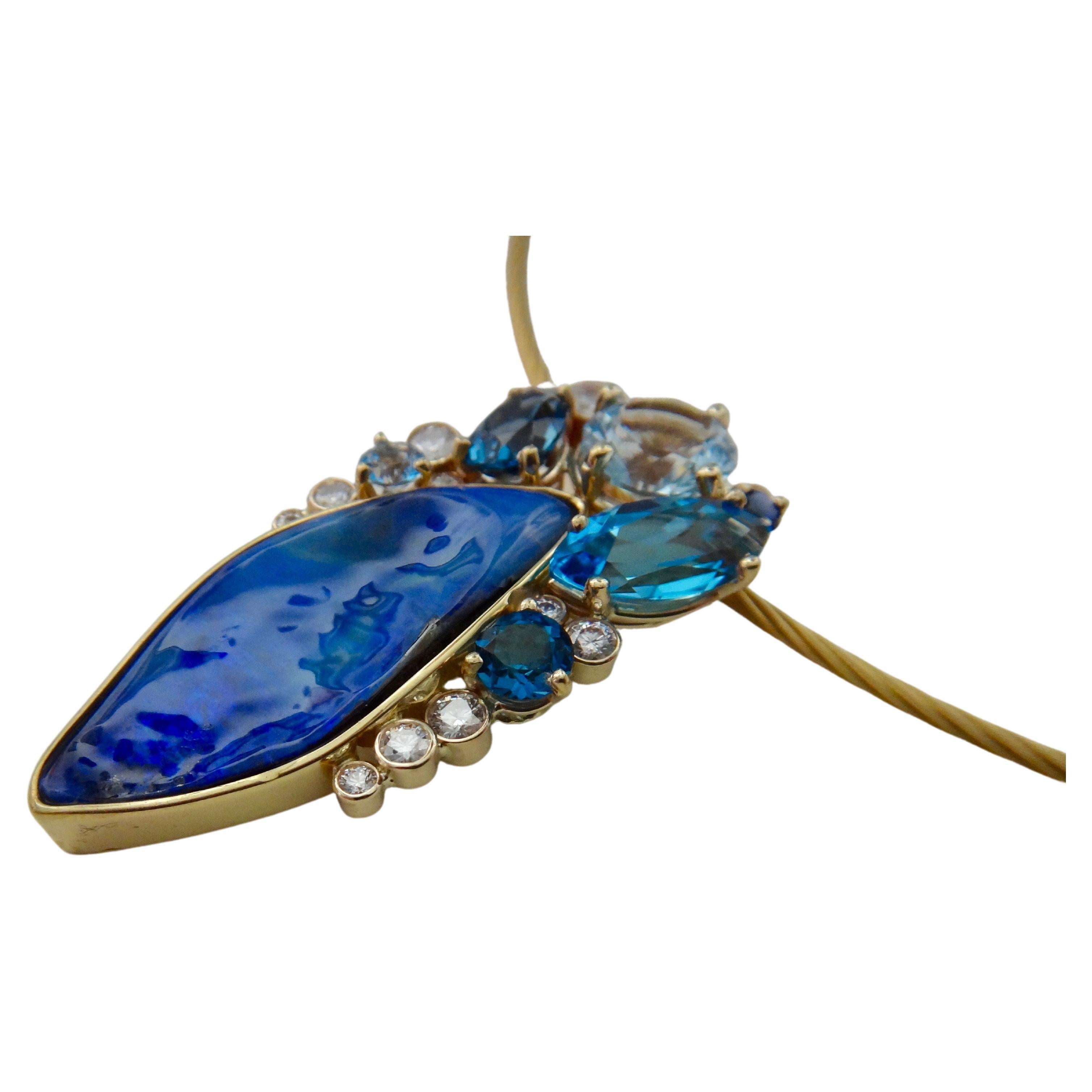 Michael Kneebone Opal Topaz Aquamarine Sapphire Diamond Confetti Pendant