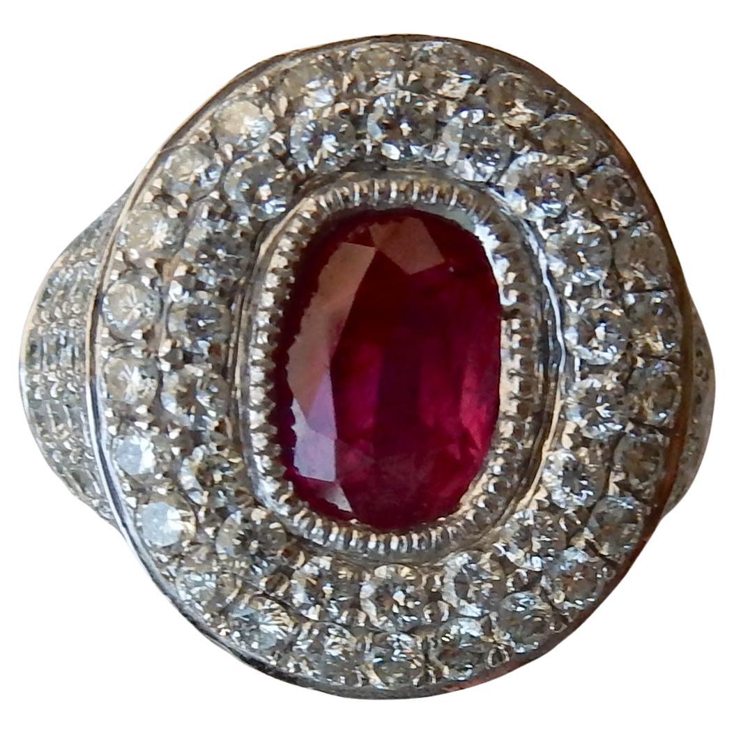 Unerhitzter 2,07ct Burma Rubin 
Diamant Ring GIA Zertifikat - Schön!