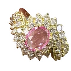 A Delightful 1.25ct Padparadscha Sapphire & Diamond 18k Ring