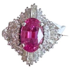 A Stunning 2.44ct Fuschia Pink Sapphire & Diamond Ring
