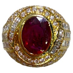 A Magnificent 4.16ct Thai Ruby & Diamond 18k Mens Ring
