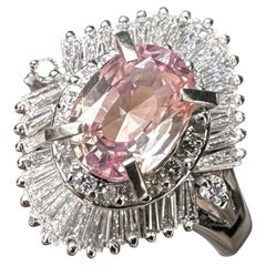 A Delightful 1.49ct Padparadscha Sapphire & Diamond Platinum Ring