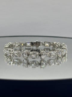 GIA-Certified Platinum Mixed Shape Diamond Tennis Bracelet, 24.17ct