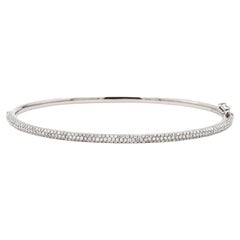 Three-Row Micro-Pavé 0.90 Carat Diamond Bangle Bracelet in 18-Karat White Gold