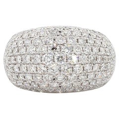 3.06 Carat Round Brilliant Diamond 18K White Gold Bombé Dome Cocktail Ring