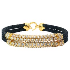 StingHD Italian 18k Yellow Gold Diamond Bracelet with Black Stingray, 9.00 Carat