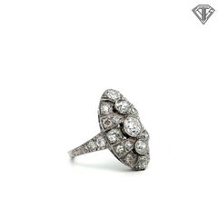 Art Deco Platinum Diamond Shield Ring 2.20 Carats Circa 1920s
