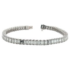 Bracciale tennis con diamanti taglio smeraldo, 10,22 carati, oro bianco 18 carati, F-H VS2-VVS1