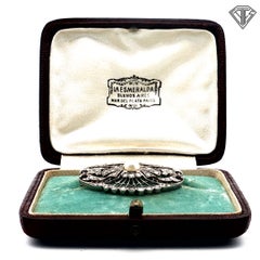 Antique Belle Époque Diamond and Pearl Brooch La Esmeralda, Buenos Aires Plat